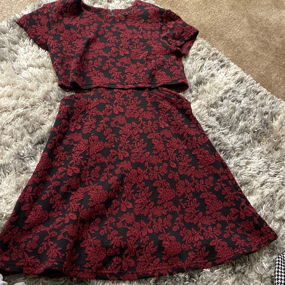 Black and red floral dress